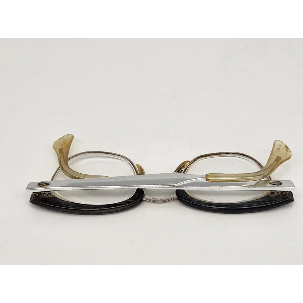 American Optical AO Mens Silver Browline Eyeglass Frame 1/10 12KGF 5 3/4 Vintage